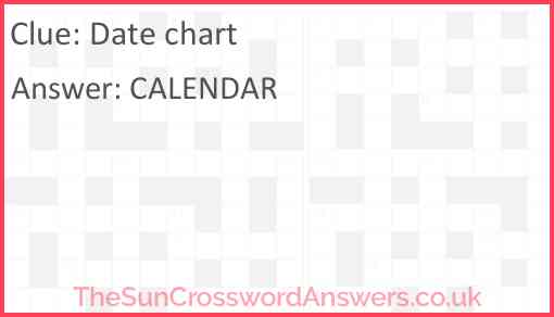 Date chart crossword clue TheSunCrosswordAnswers co uk