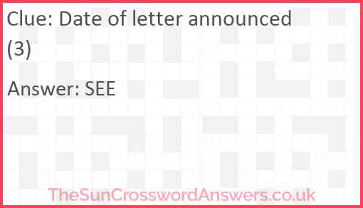 Date of letter announced (3) Answer