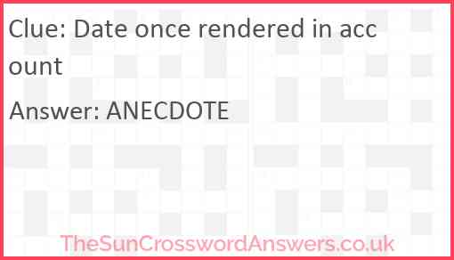 Date once rendered in account Answer