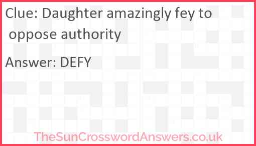Daughter amazingly fey to oppose authority Answer