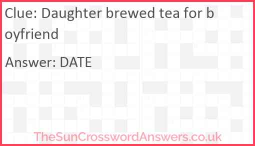 Daughter brewed tea for boyfriend Answer