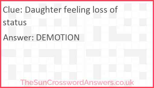 Daughter feeling loss of status Answer