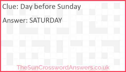 Day before Sunday Answer