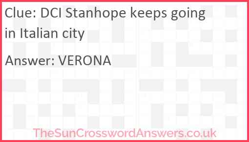 DCI Stanhope keeps going in Italian city Answer