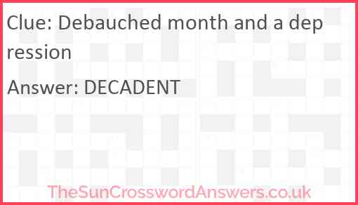 Debauched month and a depression Answer