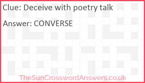 Deceive with poetry talk Answer