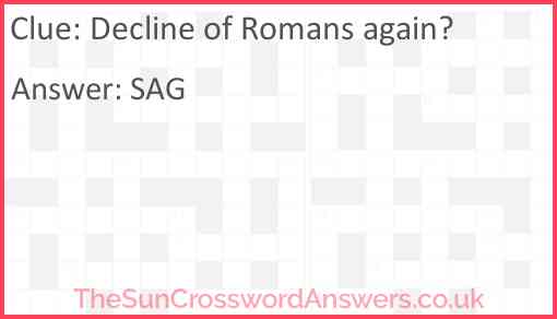 Decline of Romans again? Answer