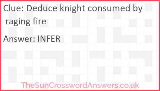 Deduce knight consumed by raging fire Answer