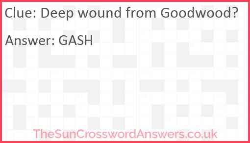 Deep wound from Goodwood? Answer