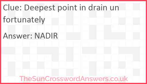 Deepest point in drain unfortunately Answer