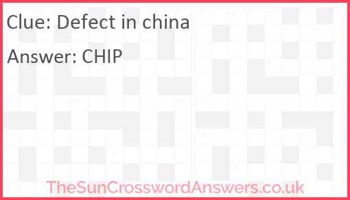 Defect in china Answer