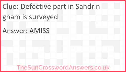 Defective part in Sandringham is surveyed Answer