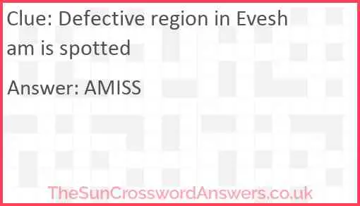 Defective region in Evesham is spotted Answer