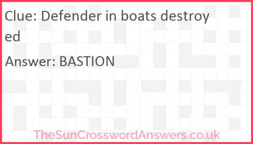Defender in boats destroyed Answer