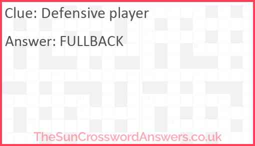 Defensive player Answer