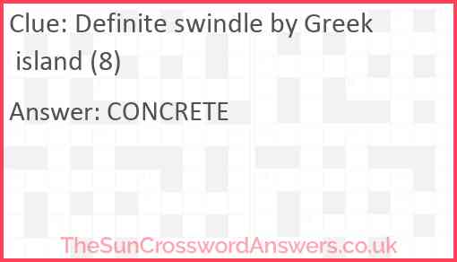 Definite swindle by Greek island (8) Answer