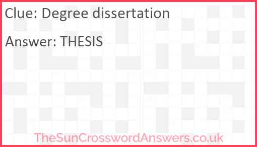 phd dissertation crossword