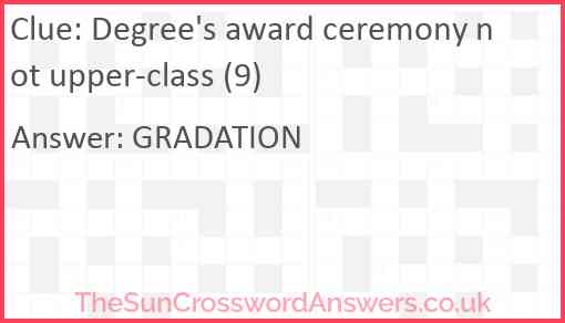 Degree's award ceremony not upper-class (9) Answer