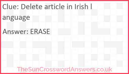 Delete article in Irish language Answer