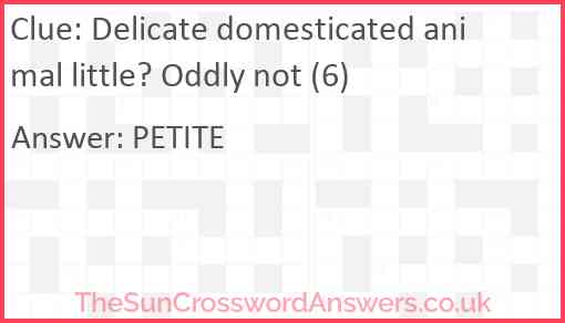 Delicate domesticated animal little? Oddly not (6) Answer