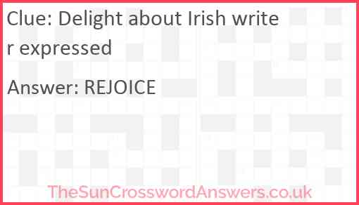 Delight about Irish writer expressed Answer
