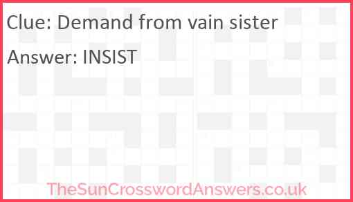 Demand from vain sister Answer