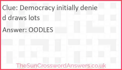 Democracy initially denied draws lots Answer