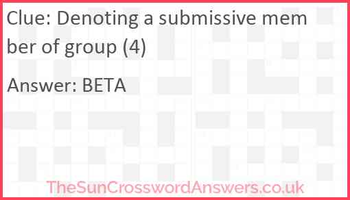 Denoting a submissive member of group (4) Answer