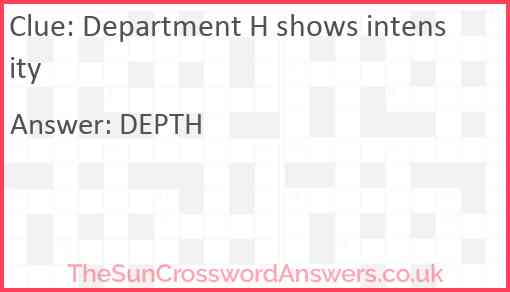 Department H shows intensity Answer
