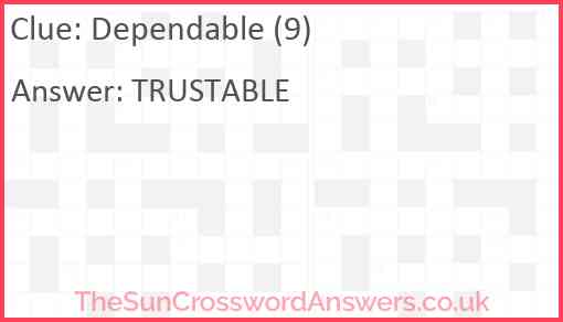 Dependable (9) Answer