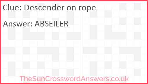 Descender on rope Answer