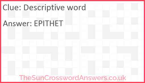 Descriptive word Answer