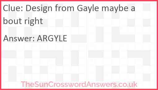 Design from Gayle maybe about right Answer