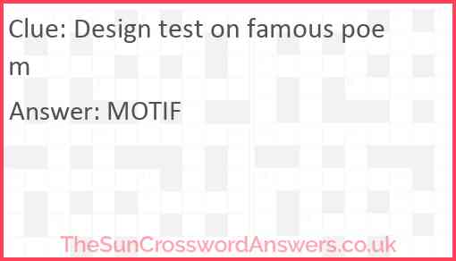 Design test on famous poem Answer