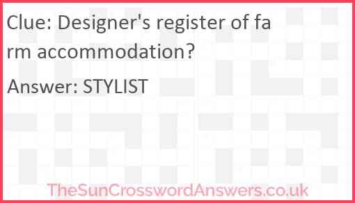Designer's register of farm accommodation? Answer