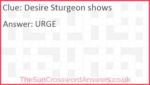 Desire Sturgeon shows Answer