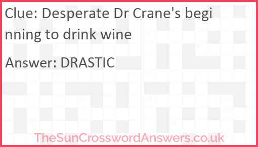 Desperate Dr Crane's beginning to drink wine Answer
