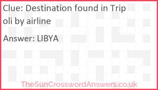 Destination found in Tripoli by airline Answer