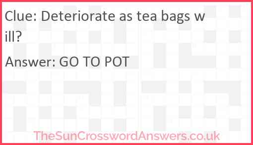 Deteriorate as tea bags will? Answer