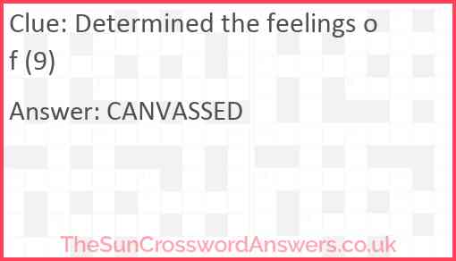 Determined the feelings of (9) Answer