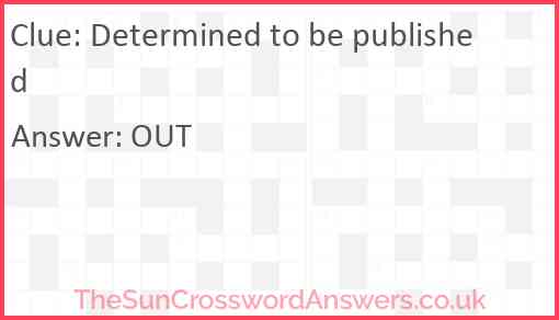 Determined to be published Answer