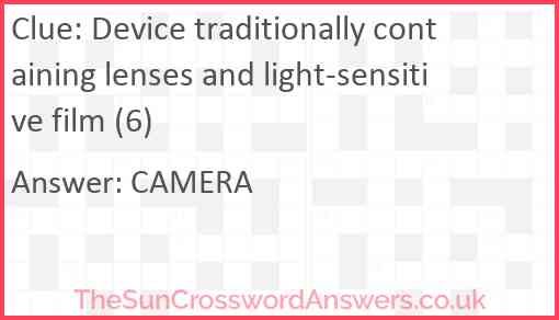 Device traditionally containing lenses and light-sensitive film (6) Answer