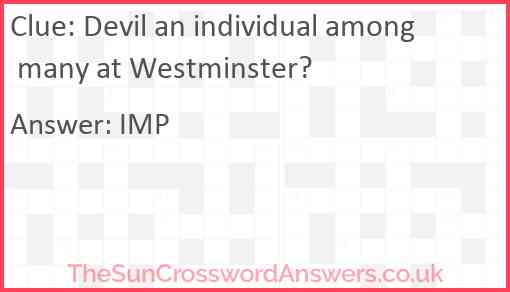 Devil an individual among many at Westminster? Answer