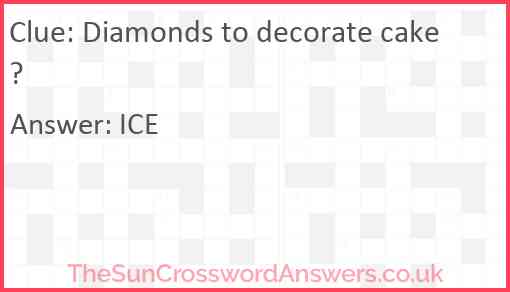 Diamonds to decorate cake? Answer