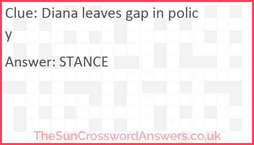 Diana leaves gap in policy Answer