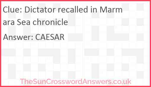 Dictator recalled in Marmara Sea chronicle Answer