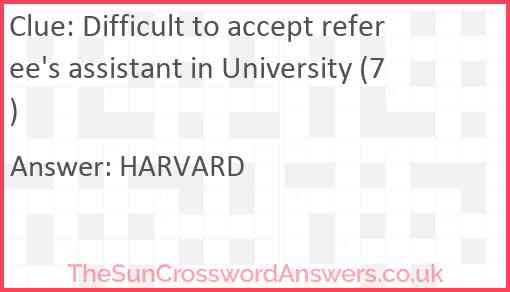 Difficult to accept referee's assistant in University (7) Answer