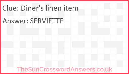 Diners' linen item Answer