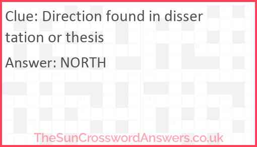 Direction found in dissertation or thesis Answer