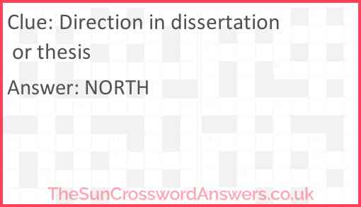 Direction in dissertation or thesis Answer